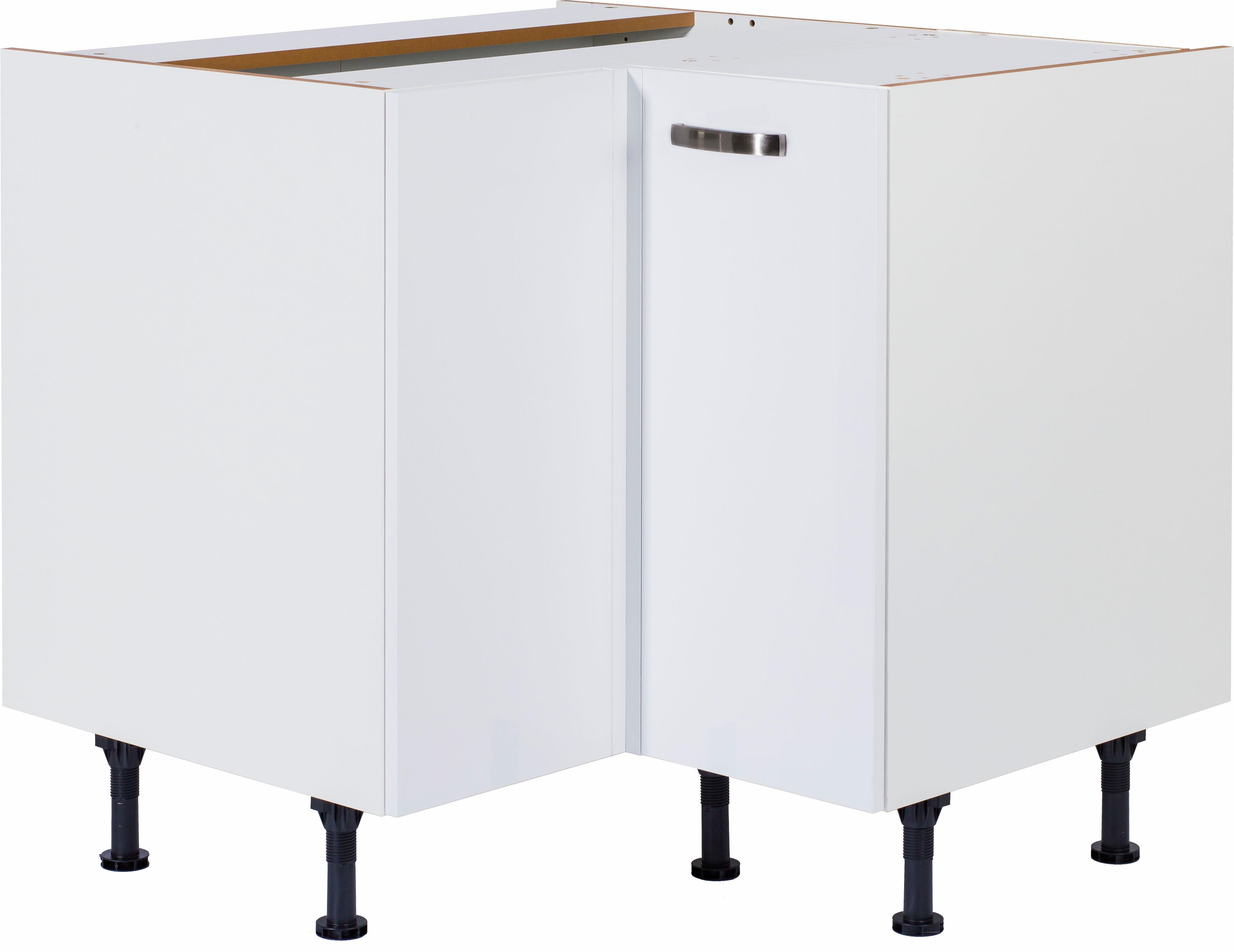 Eckunterschrank KOCHSTATION "KS-Cara", weiß (weiß, weiß), B:90cm H:87cm T:58,4cm, Schränke, Eckunterschrank