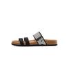 Pantolette LASCANA "Mule, Sandale, offener Schuh", Damen, Gr. 42, schwarz, Obermaterial: 100% Textilmaterial. Decksohle: 100% Rindsleder. Laufsohle: 100% Synthetik, Glitzer, modisch, Schuhe, mit Komfortkorkfußbett aus Leder und elastischen Riemchen