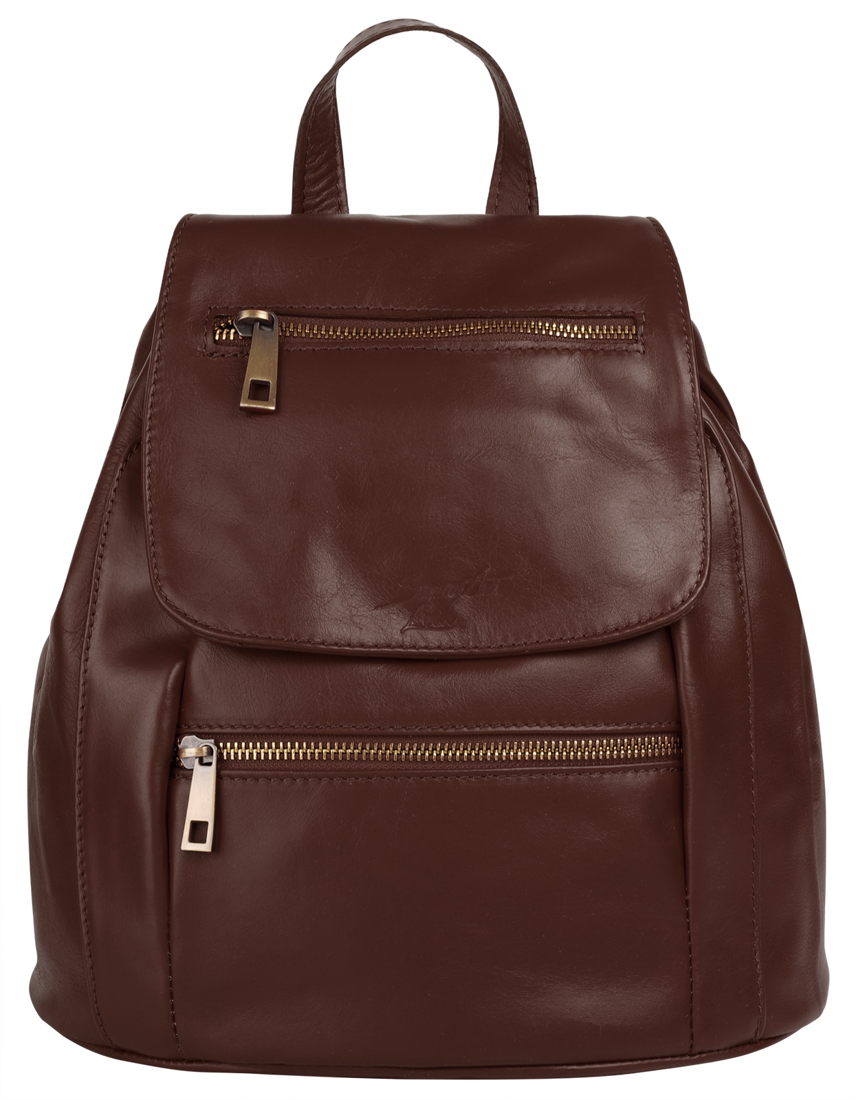 Cityrucksack SAMANTHA LOOK, Gr. B/H/T: 24cm x 27cm x 11cm, onesize, braun, Leder, Rindsleder, beschichtet, leicht glänzend, Rucksäcke, echt Leder, Made in Italy Image