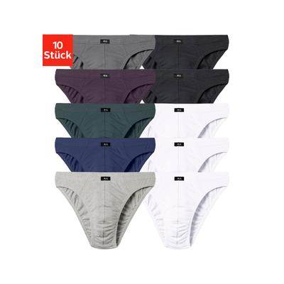 Slip H.I.S "Herren Minislip", Herren, Gr. 8 (XXL), bunt (weiß, grau, meliert, blau, blau, grün, aubergine, anthrazit, schwarz), Jersey, Obermaterial: 95% Baumwolle, 5% Elasthan, unifarben, körpernah, Unterhosen, in Baumwoll-Mix Image