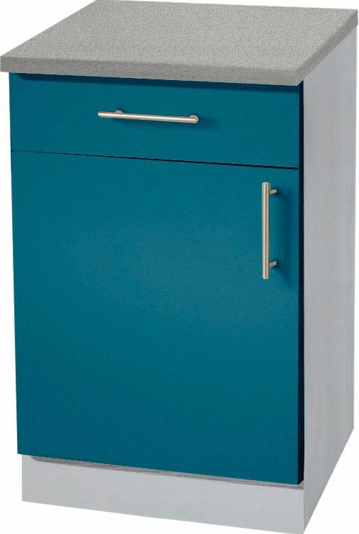 Unterschrank WIHO KÜCHEN "Kiel", blau (front: ozeanblau, korpus: steel grau, arbeitsplatte: canvas grau), B:60cm H:85cm T:60cm, Schränke, 60 cm breit Image