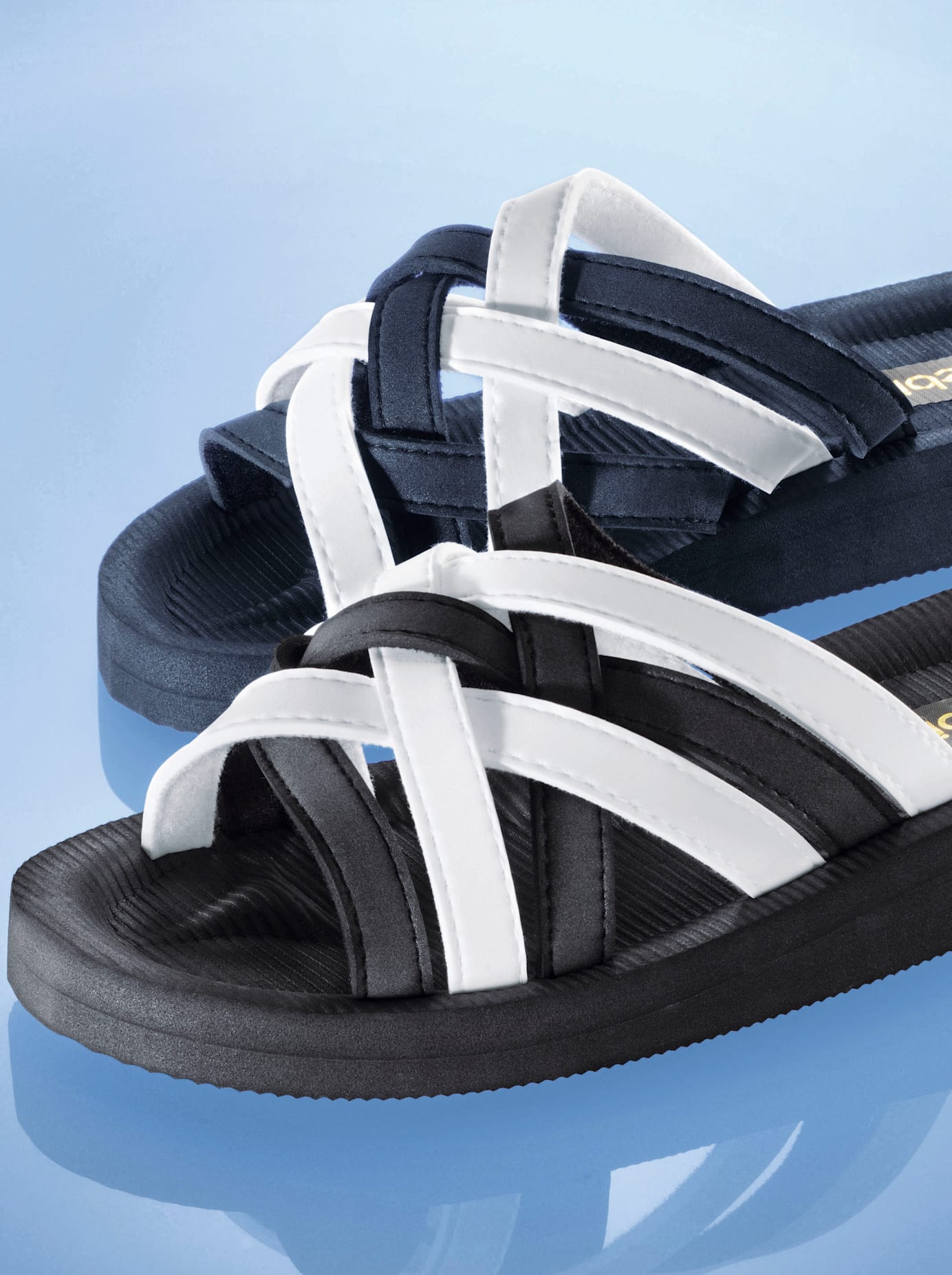 Badepantolette SIEBI`S, Gr. 42, blau (marine, weiß), Synthetik, Schuhe Pantolette