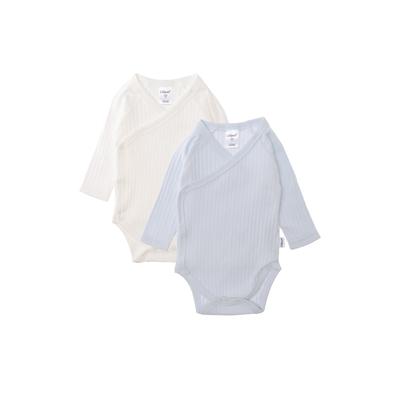 Wickelbody LILIPUT, Baby, Gr. 50/56, EURO-Größen, blau (weiß, hellblau), 95% Baumwolle, 5% Polyester, unifarben, casual, kurz, Langarm, Bodies, aus weichem geripptem Material