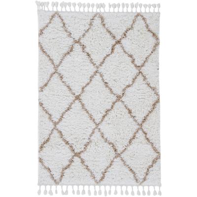 Hochflor-Teppich CARPETFINE "Eddy", beige, B:140cm H:30mm L:200cm, Polyester, Teppiche, Fransenteppich, Shaggy, auch als Läufer und in quadratisch, mit Fransen, Wohnzimmer Image