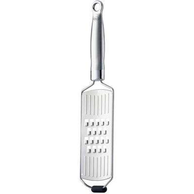 Küchenreibe RÖSLE, silber (edelstahlfarben), B:7,7cm L:36cm T:2cm, Edelstahl 18/10, Küchenreiben, Grobreibe für Kartoffeln oder Käse, mit ergonomischem Griff