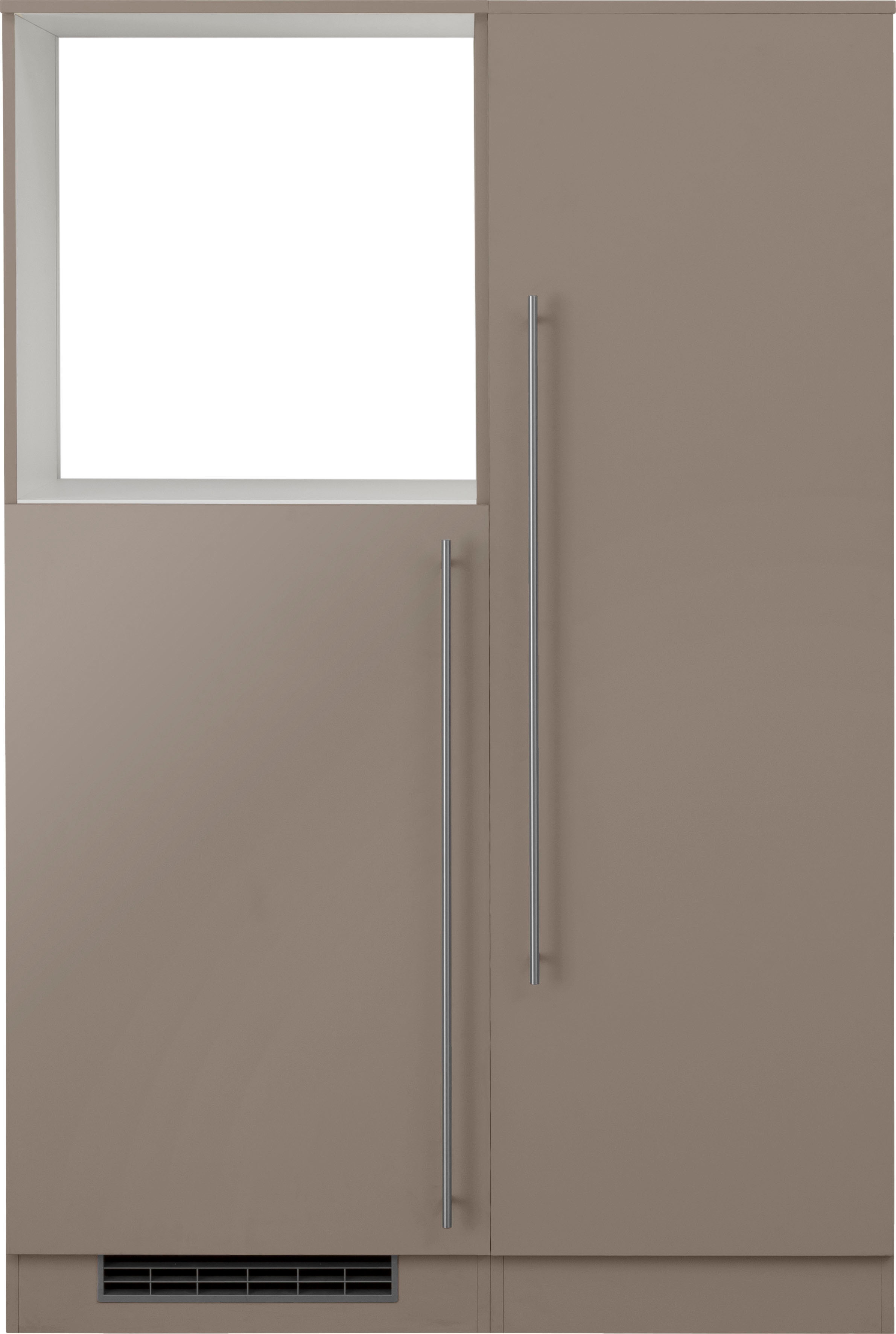 Küche WIHO KÜCHEN "Chicago", braun (küche: braun, front: trüffel glanz, korpus: trüffelfarben, arbeitsplatte: ohne arbeitsplatte), B:110cm H:85cm T:57cm, Komplettküchen-Sets, Küchenzeile, Back-/Kühlmodul, wahlweise mit E-Geräten, Breite 110 cm