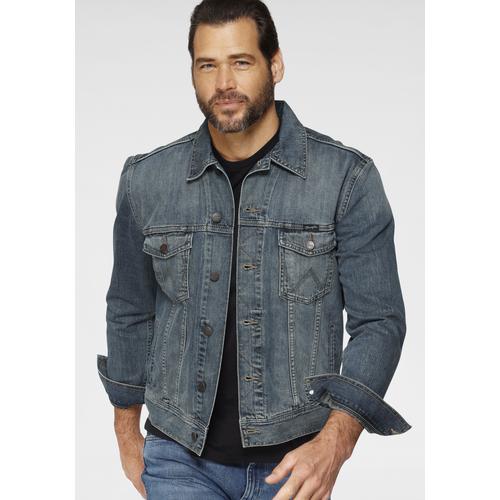 „Jeansjacke WRANGLER „“WESTERN DENIM JACKET““ Gr. XXXL, grau (mid, stone) Herren Jacken Übergangsjacken“