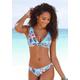 Triangel-Bikini-Top LASCANA "Malia" Gr. 36, Cup A/B, blau (hellblau, bedruckt) Damen Bikini-Oberteile Ocean Blue mit tropischem Print
