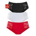 Hüftslip PETITE FLEUR Gr. 36/38, 3 St., rot (rot, schwarz, weiß) Damen Unterhosen Taillenslips