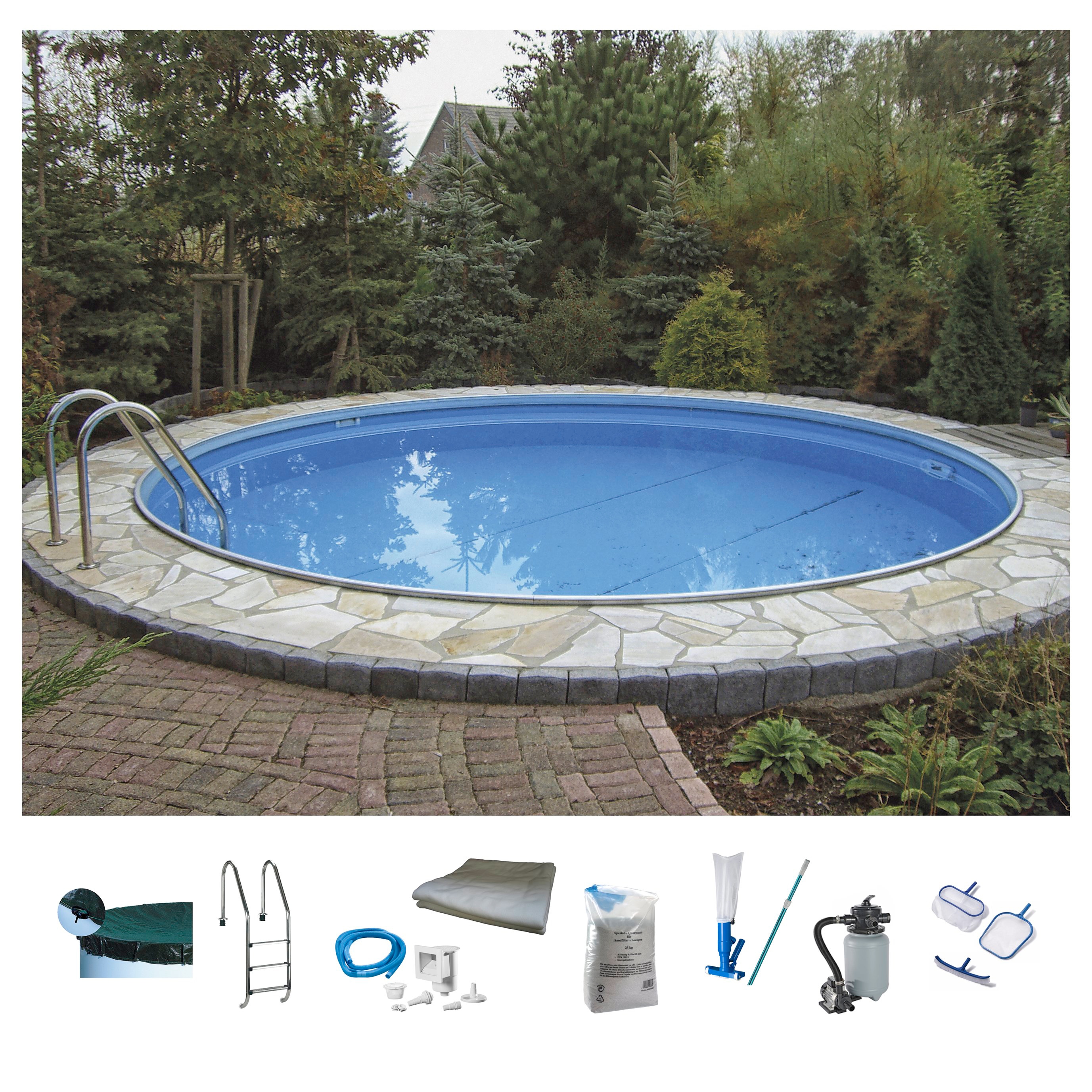 Rundpool KONIFERA "Kuba II", weiß (weiß, blau), H:120cm Ø:350cm, Schwimmbecken, verschiedene Größen, für den Volleinbau Image