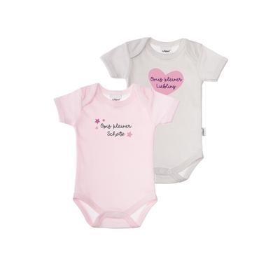 Body LILIPUT "Opis kleiner Schatz", Baby, Gr. 62/68, EURO-Größen, rosa (rosa, grau), 100% Baumwolle, bedruckt, normal, Rundhals, Kurzarm, Bodies, mit praktischen Druckknöpfen