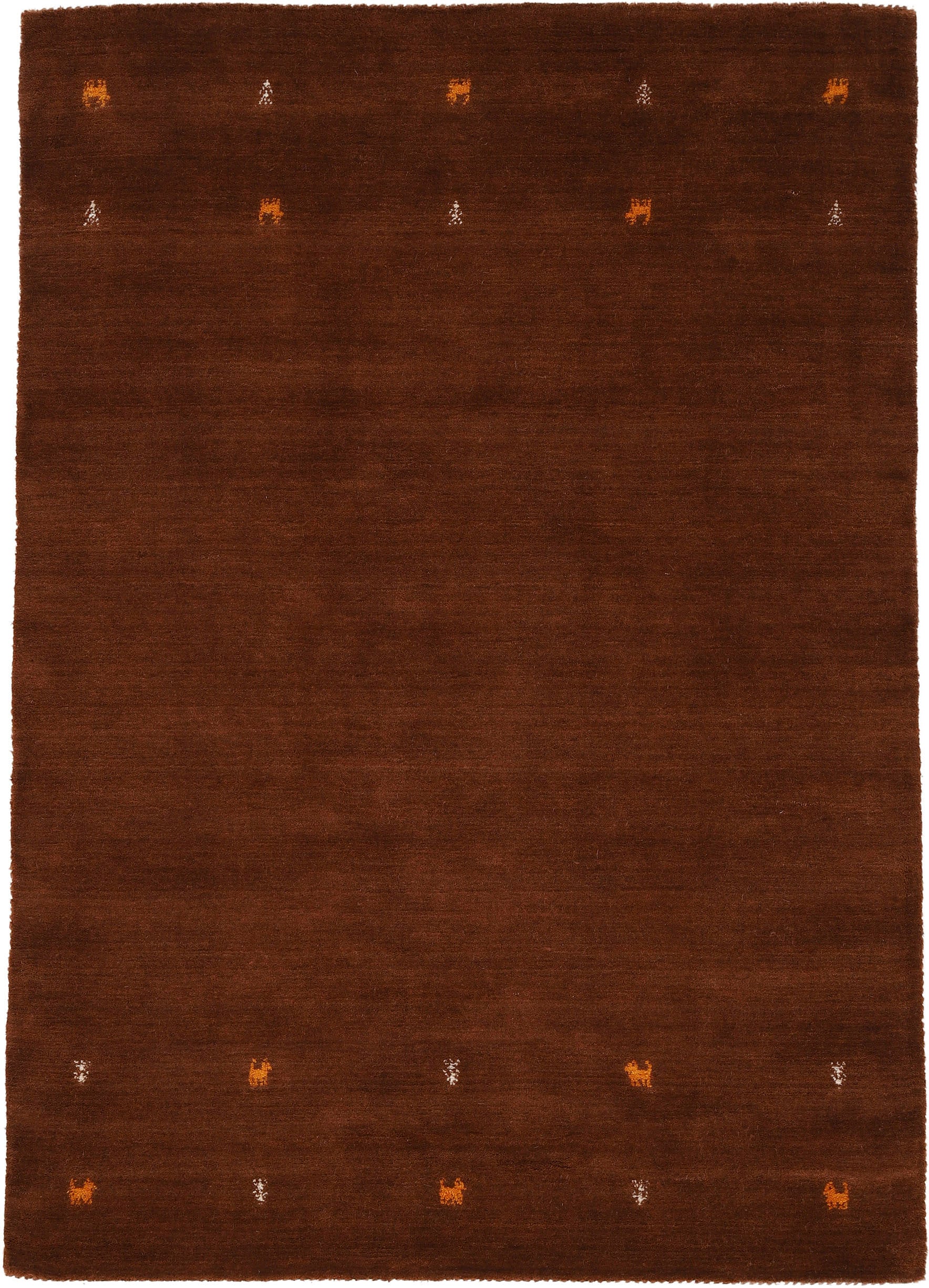 Wollteppich CARPETFINE "Gabbeh Uni, auch als Läufer und Rund erhältlich", braun, B:140cm H:15mm L:200cm, Wolle, Teppiche, reine Wolle, handgewebt, Gabbeh Loom Tiermotiv, große Farbauswahl Image