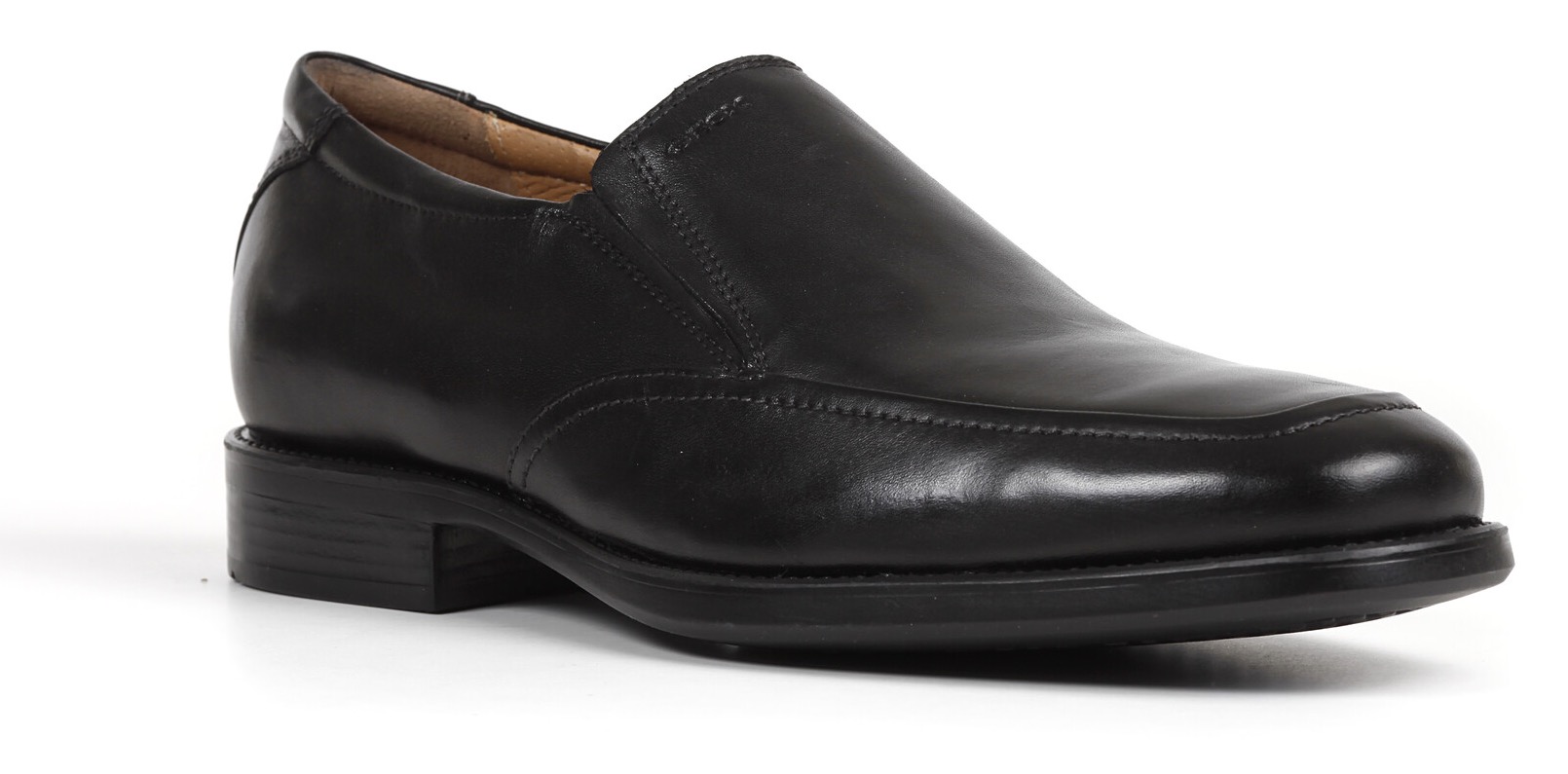 Slipper GEOX "UOMO FEDERICO", Herren, Gr. 44, schwarz, Leder, Schuhe Slipper, Business Schuh, Schlupfschuh mit Blockabsatz