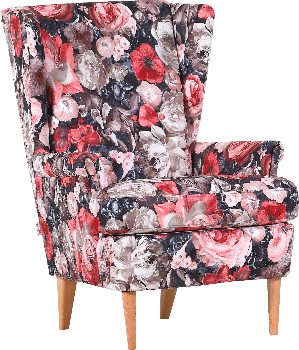 Ohrensessel GUTMANN FACTORY "Versailles", bunt, B:72cm H:104cm T:85cm, Sessel, Ohrensessel, Gestell antikfarben oder eiche natur