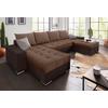 Wohnlandschaft COLLECTION AB "XL-Josy U-Form, Breite 313 cm, Kunstleder-Mix, Microfaser", braun (braun, braun), B:313cm H:84cm T:161cm, 100% Polyester, Sofas, inkl. Bettfunktion, Bettkasten, mit 4 gleich großen Rückenkissen, Topseller