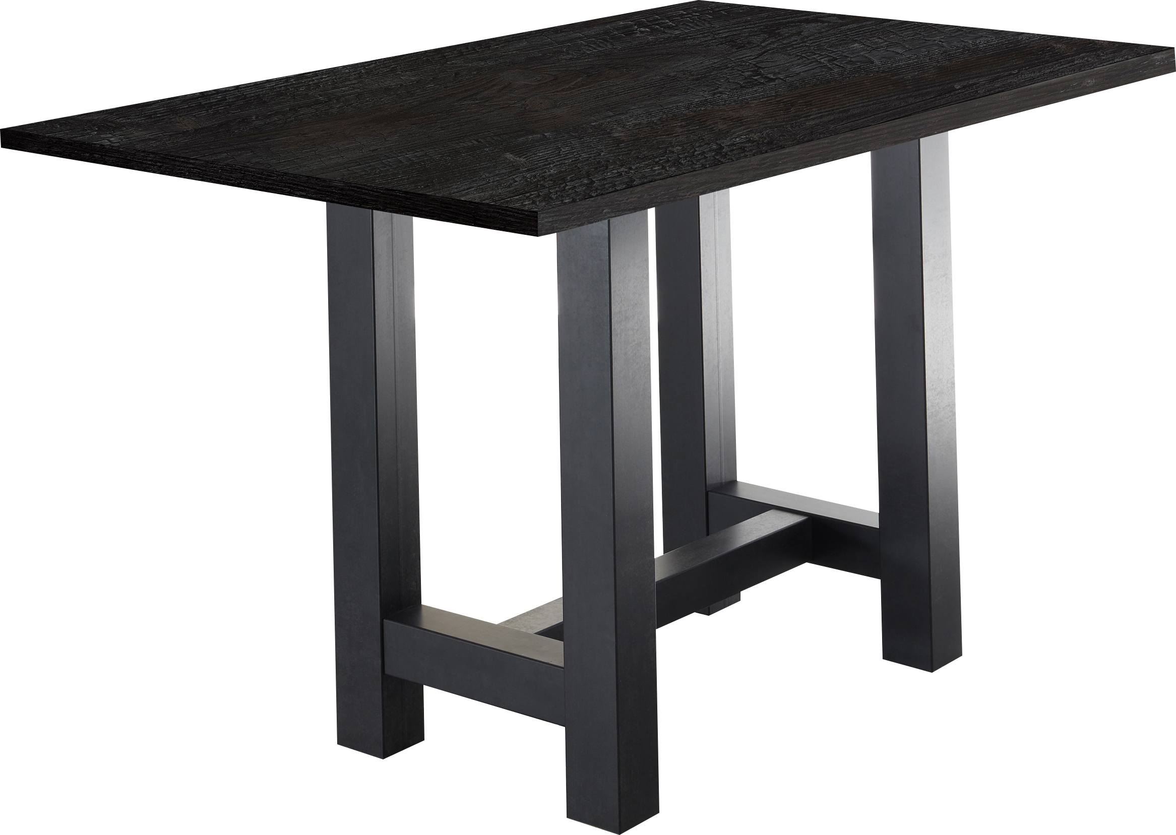 Bartisch MÄUSBACHER, schwarz (schwarzstahl, flamed wood schwarz, schwarzstahl), B:160cm H:105cm T:70cm, Tische, Bartisch, Gestell in U-Form (Breite 120, 140 oder 160 cm)