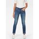 Slim-fit-Jeans G-STAR RAW "Midge Mid Straight Wmn" Gr. 28, Länge 32, blau (medium indigo aged, elto superstretch) Damen Jeans Röhrenjeans