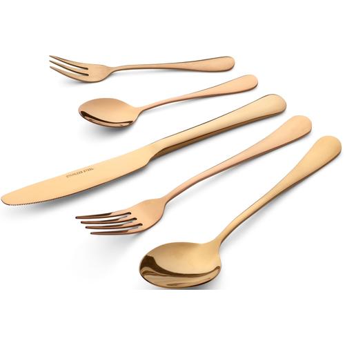 „Besteck-Set ECHTWERK „“Sorrent““ Essbesteck-Sets Gr. 30 tlg., braun (kupferfarben) Besteckgarnituren Tafelbesteck, Chromnickelstahl 1810, Stonewashed, 30-tlg für 6 Pers.“