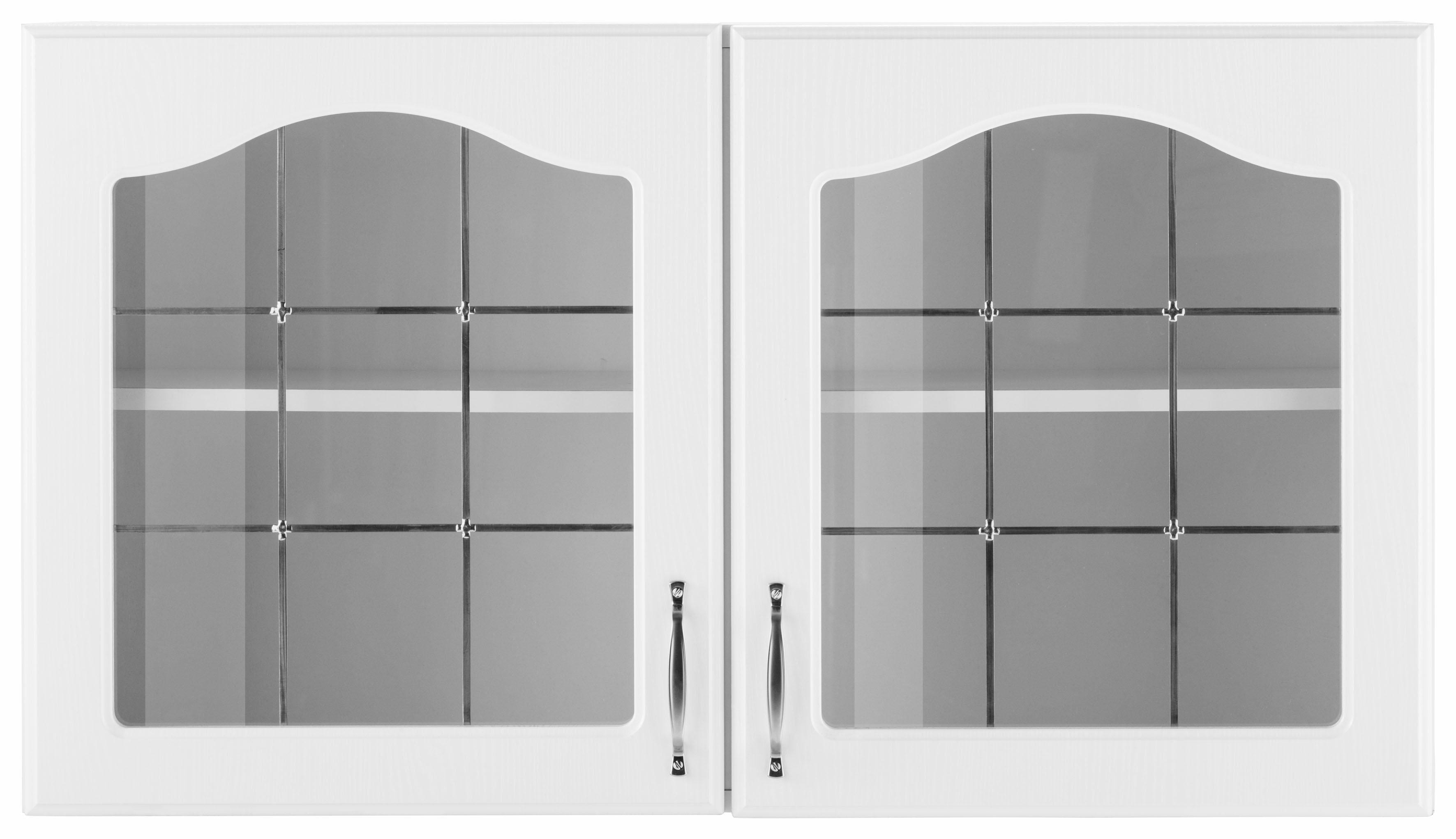 Glashängeschrank WIHO KÜCHEN "Linz", weiß (front: landhaus weiß, korpus: weiß), B:100cm H:56,5cm T:35cm, Schränke, Glashängeschrank, 100 cm breit, mit 2 Glastüren Image
