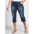 3/4-Jeans SHEEGO "Große Größen" Gr. 54, Normalgrößen, blau (blue denim) Damen Jeans Caprijeans 3/4