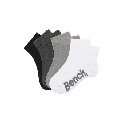 Kurzsocken BENCH., Herren, Gr. 43-46, schwarz-weiß (2x anthrazit, meliert, 1x schwarz, 2x hellgrau, meliert, 2x weiß), Baumwollmischung, uni und meliert, elastisch, Socken Multipacks, in ansprechendem Mäppchen mit Reißverschluss Image
