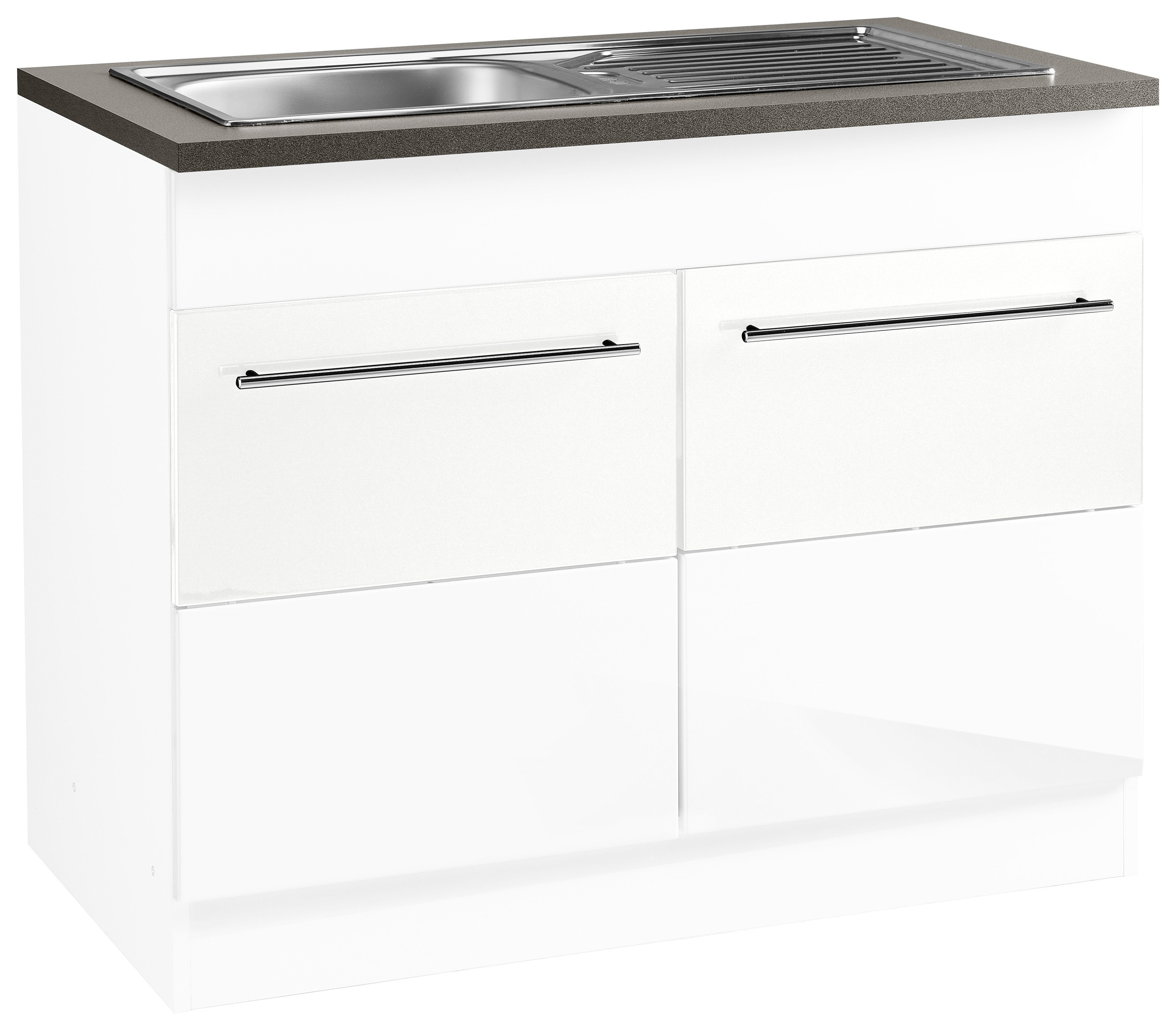 Spülenschrank KOCHSTATION "KS-Trient", weiß (weiß hochglanz), B:100cm H:85cm T:60cm, Schränke, Spülenschrank, 100 cm breit, inkl. Einbauspüle Image