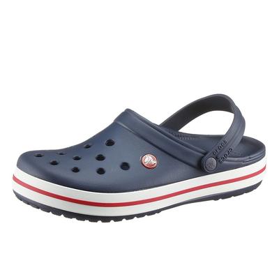 Clog CROCS "Crocband", Herren, Gr. 37, blau (marine, weiß, rot), Croslite, kontrastfarbene Details, sportlich, Schuhe, S