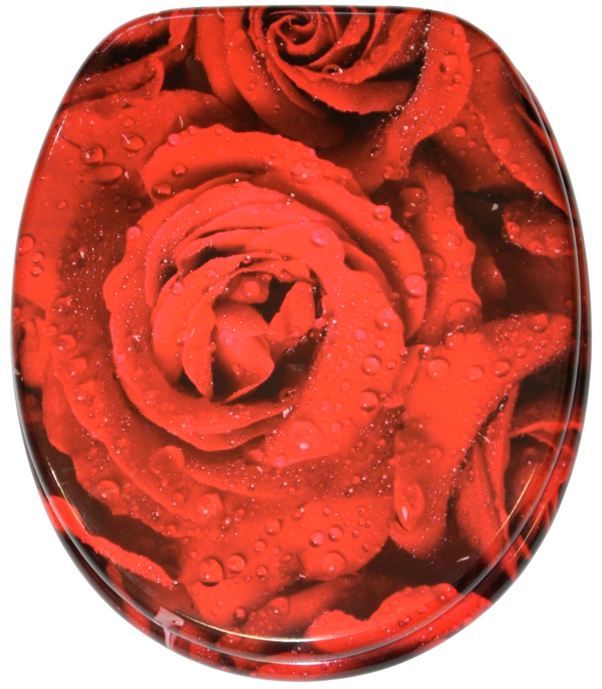 WC-Sitz SANILO "Rosen", rot, B:37,7cm L:47cm, MDF - Mitteldichte Holzfaserplatte, WC-Sitze, mit Absenkautomatik