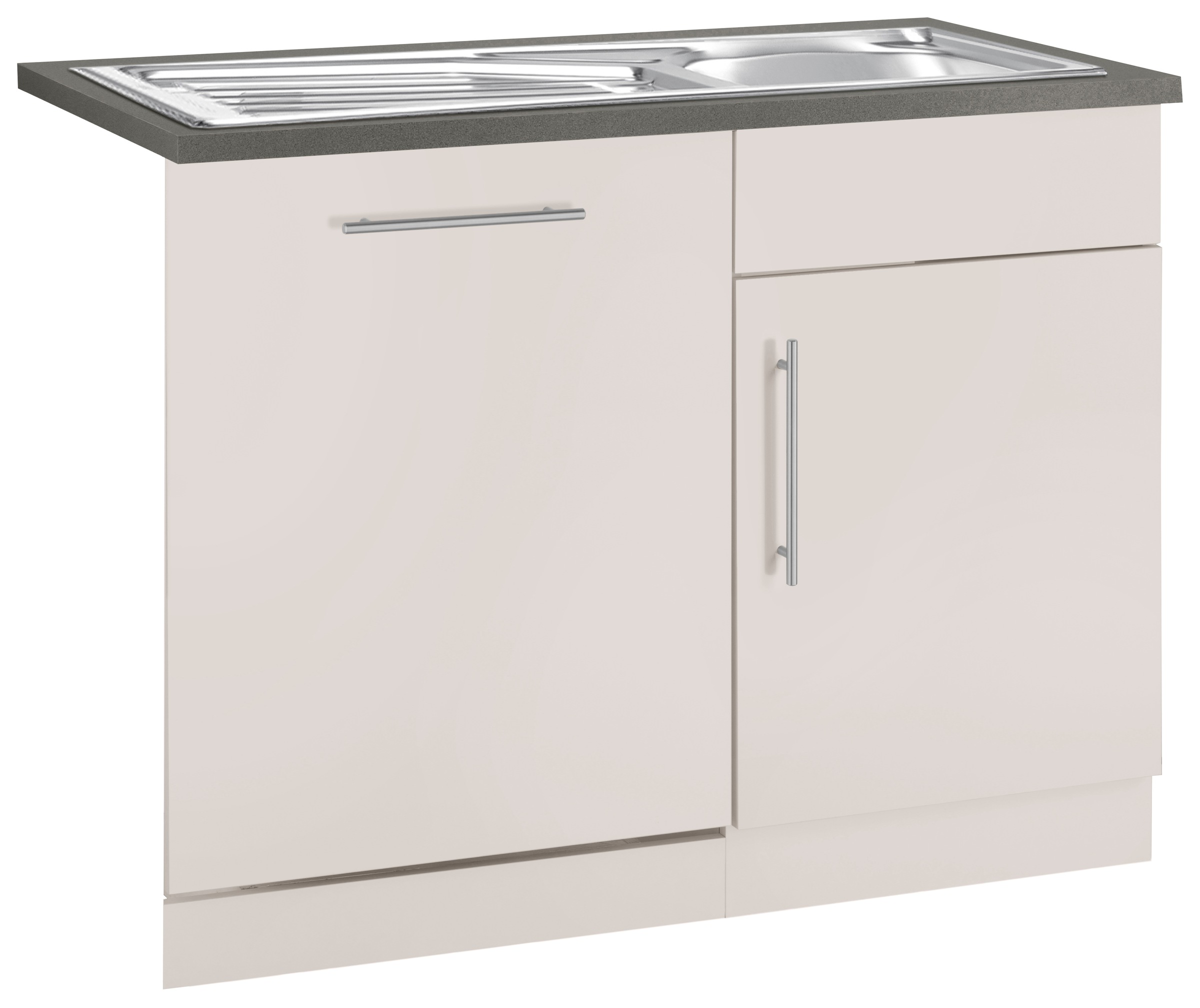 Spülenschrank WIHO KÜCHEN ""Cali"", beige (front und korpus: cashmere, arbeitsplatte: granit grau), B:110cm H:85cm T:60cm, Schränke, Spülenschrank, 110 cm breit, inkl. Tür/Sockel für Geschirrspüler