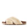 Pantolette LASCANA "Hausschuh, Mule, Sandale, offener Schuh", Damen, Gr. 39, beige, Obermaterial: 100% Synthetik. Futter: 100% Lederimitat. Decksohle: 100% Rindsleder. Laufsohle: 100% Synthetik, Fellimitat, casual, Schuhe, mit Korkfußbett und...