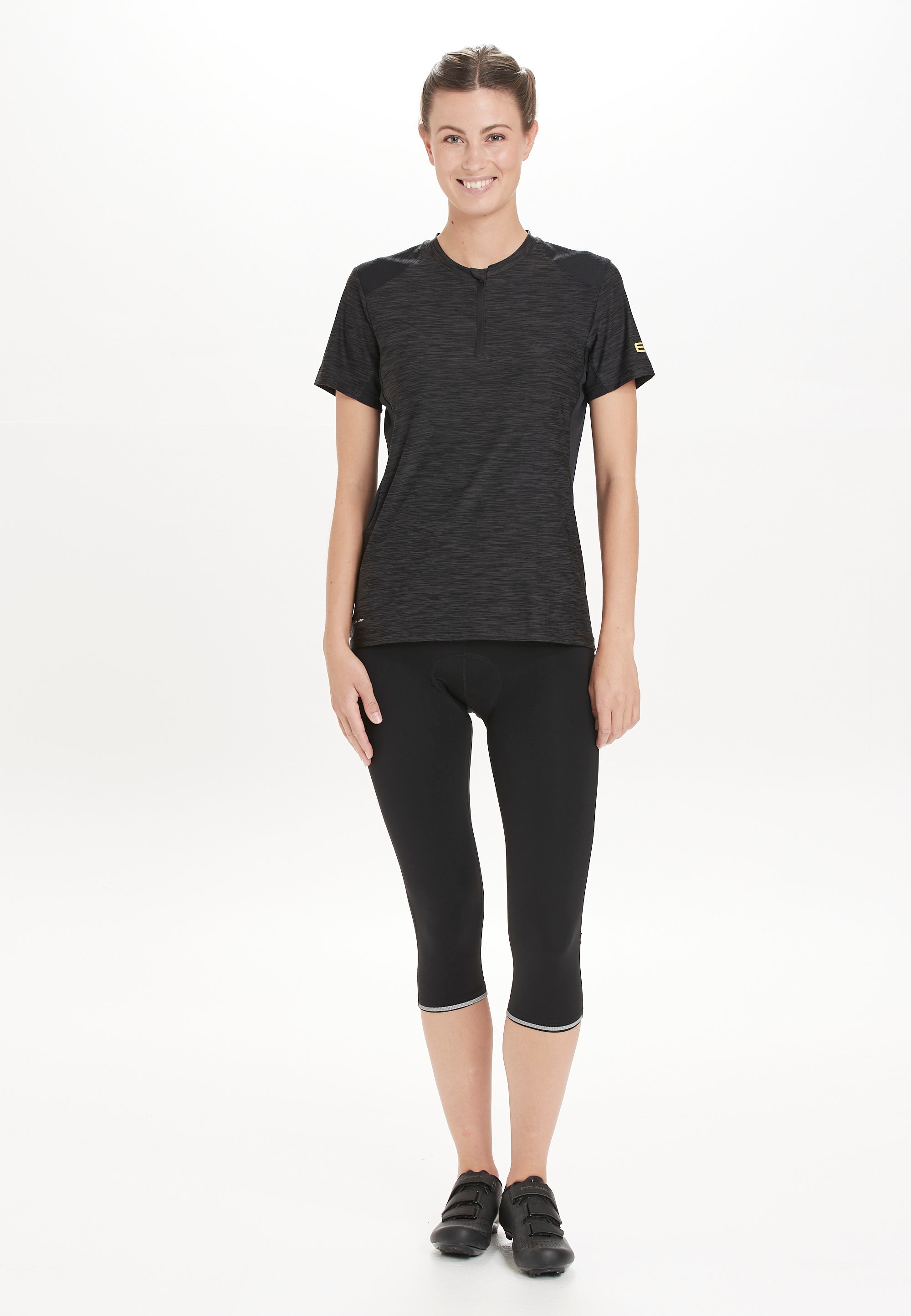 Radhose ENDURANCE "Juvel W ¾ Tights Gel-Pad", Damen, Gr. 42, EURO-Größen, schwarz, 72% Nylon, 28% Elasthan, unifarben, normal, Hosen Radlerhose Fahrradhose Sporthose, mit komfortabler Gel-Pad-Sitzpolsterung