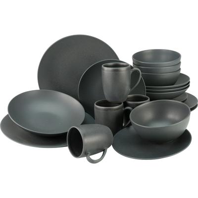 Kombiservice CREATABLE "Geschirr-Set Soft Touch Black", schwarz, 20 tlg., Steinzeug, Geschirr-Sets, Service, schwarz, se