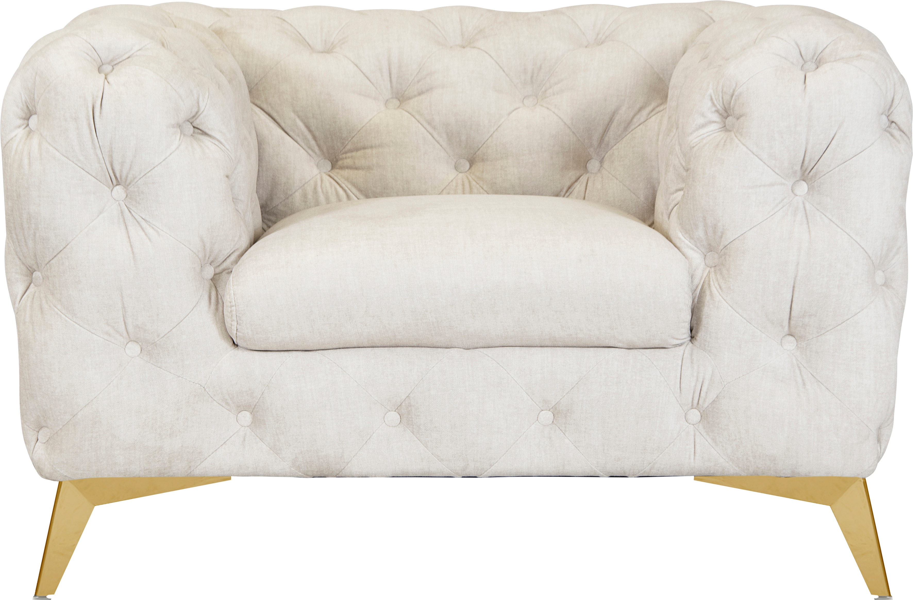Chesterfield-Sessel HOME AFFAIRE "Glynis Sessel", beige, B:125cm H:75cm T:97cm, Struktur (100% Polyester);Samtoptik (100% Polyester), Sessel, aufwändige Knopfheftung, moderne Chesterfield Optik, Fußfarbe wählbar
