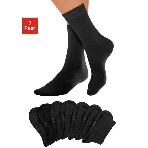 Basicsocken LAVANA Gr. 35-38, schwarz Damen Socken mit druckfreiem Bündchen