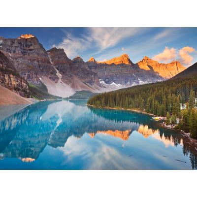 PAPERMOON Fototapete "Moraine Lake Rocky Mountains" Tapeten Gr. B/L: 3 m x 2,23 m, Bahnen: 6 St., bunt (mehrfarbig) Fototapeten