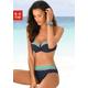 Bandeau-Bikini-Top LASCANA "Monroe" Gr. 40, Cup D, bunt (marine, türkis) Damen Bikini-Oberteile Ocean Blue