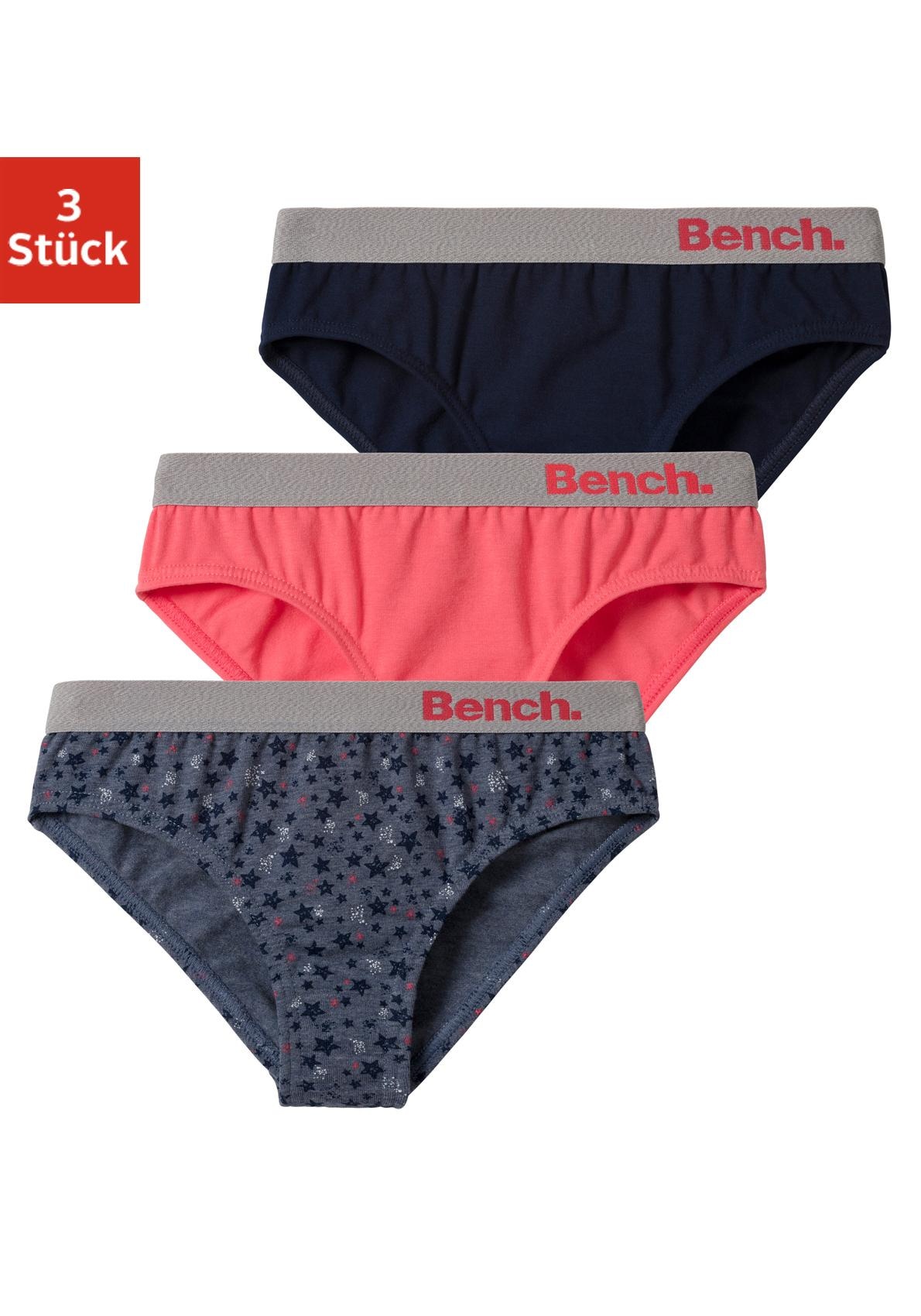 Slip BENCH., Kinder, Gr. 182, bunt (koralle, blau, meliert, bedruckt, navy), Jersey, Obermaterial: 92% Baumwolle, 8% Elasthan (LYCRA), unifarben, körpernah, Unterhosen, mit Sternen Print und unifarben Image
