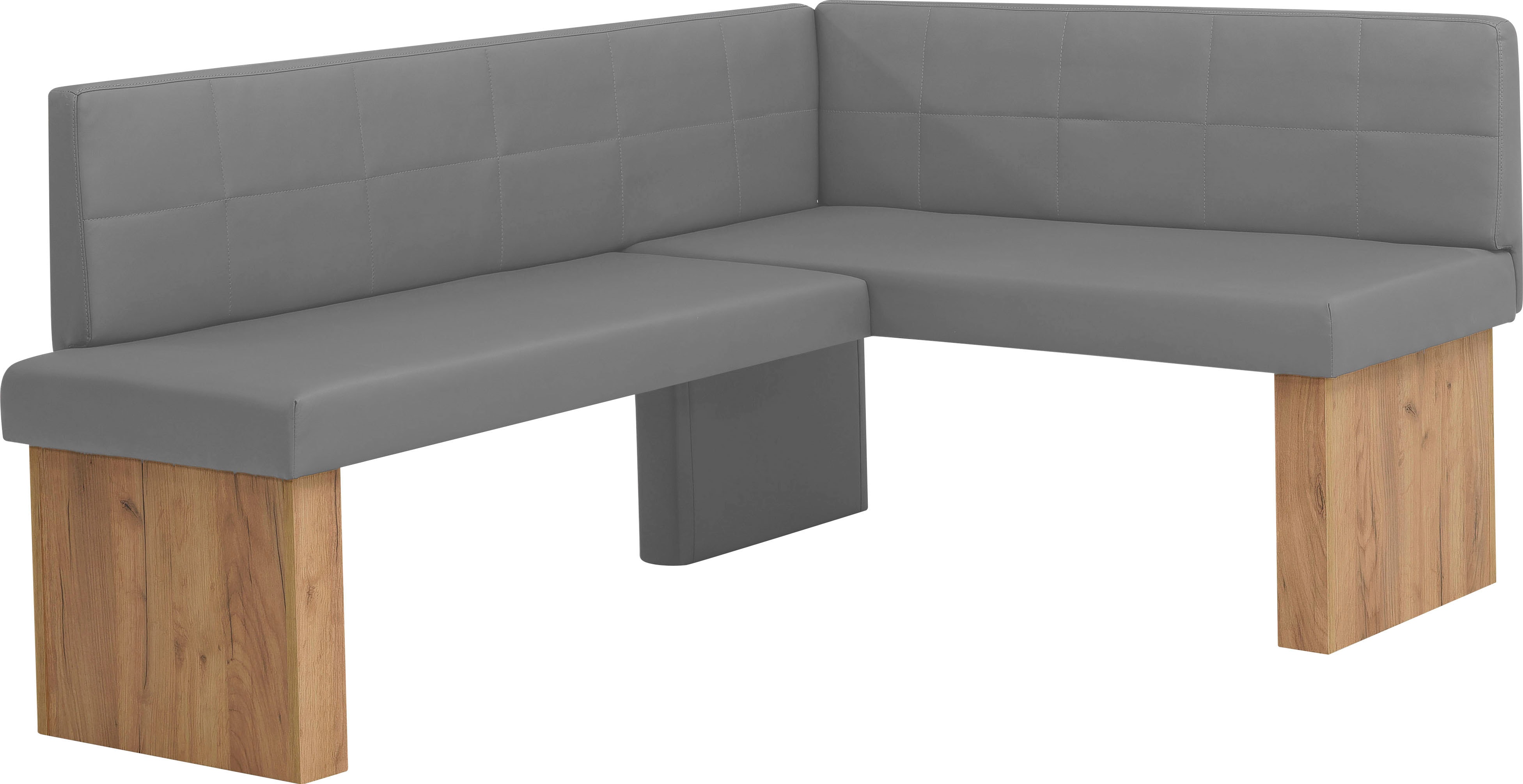 Eckbankgruppe MASSIVLINE & MORE "Anna", braun (eichefarben, lotos 5311 grau, grau, eichefarben), Kunstleder, Langer Schenkel links (169/130cm), Holzwerkstoff, Kunstleder, Sitzmöbel-Sets, Eckbankgruppe, mit 2 Stühlen mit massiven Gestell