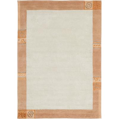 Wollteppich LUXOR LIVING "India" Gr. 8, beige, B:250cm H:20mm L:300cm, Wolle, Teppiche, Designer-Teppich Knüpfteppich Schurwollteppich Teppich, reine Wolle, handgeknüpft, mit Bordüre, auch als Läufer Image