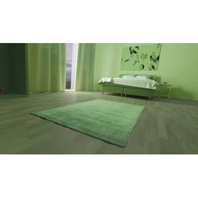Wollteppich MORGENLAND "Uni - Gabbeh Teppich - Softy", grün (dunkelgrün), B:170cm H:1,6mm L:240cm, Schurwolle, Teppiche, Gabbeh Optik, Uni Farben, reine Wolle, sehr weicher Flor, Wohnzimmer Image