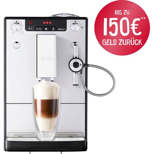 „MELITTA Kaffeevollautomat „“Solo & Perfect Milk E957-203, silber/schwarz““ Kaffeevollautomaten Café crème&Espresso per One Touch, Milchsch&heiße Milch per Drehregler silberfarben (schwarz, silberfarben) Kaffeevollautomat“