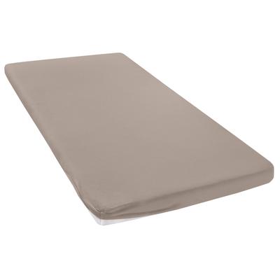 Spannbettlaken MY HOME "Litschi in Gr. 90x200, 140x200 oder 180x200 cm, für Topper", grau (taupe), B:200cm L:200cm, Jersey, Obermaterial: 100% Baumwolle, Laken, Baumwolle, Matratzen bis 8 cm Höhe, Bettlaken, Spannbetttuch, Laken Image