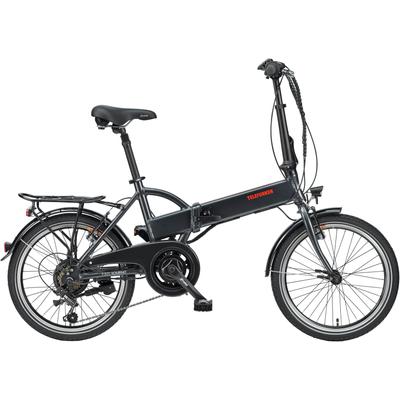 E-Bike TELEFUNKEN "Kompakt F820" Gr. 37, grau (anthrazit), E-Bikes, 37cm, 20 Zoll (50,80cm), Pedelec, Elektrofahrrad für Damen u. Herren
