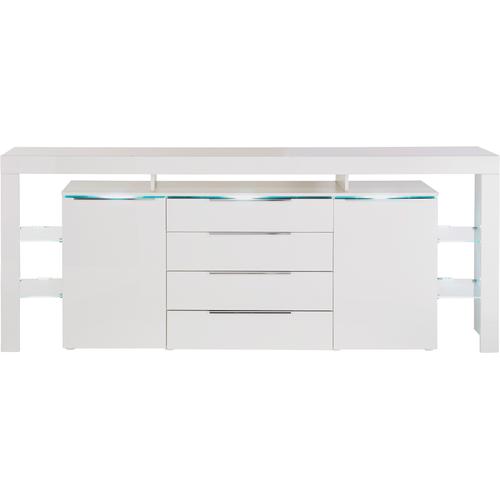 „Sideboard BORCHARDT MÖBEL „“Lima““ Sideboards Gr. B: 220 cm, weiß (weiß hochglanz) Sideboards (192 oder 220 cm)“