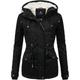 Winterjacke MARIKOO "Manolya" Gr. L (40), schwarz Damen Jacken Lange stylischer Kurzmantel mit weichem Teddyfell-Futter