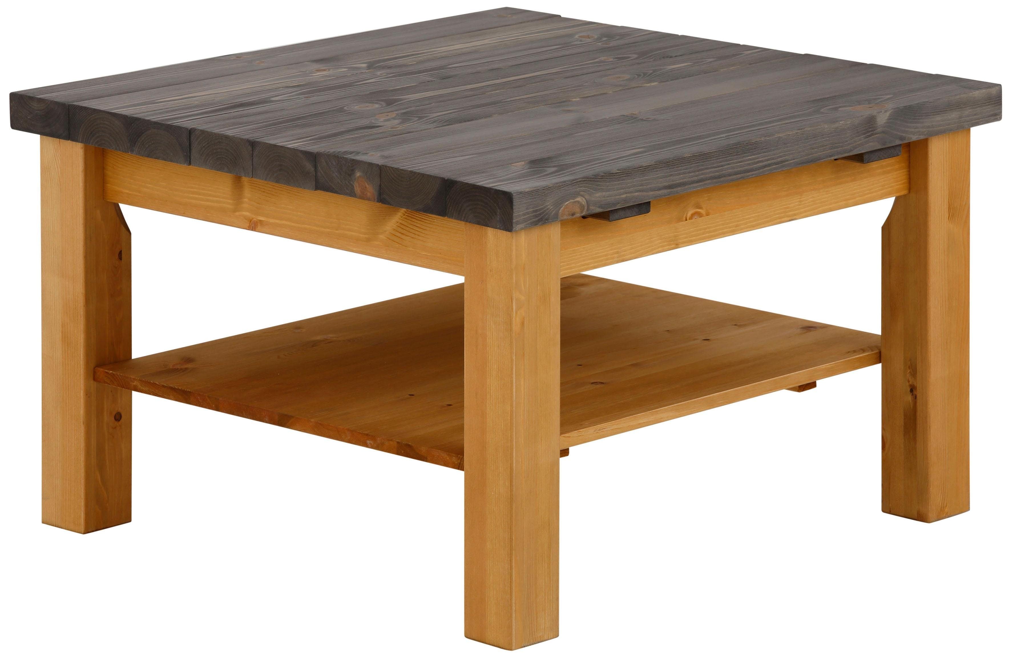 Couchtisch HOME AFFAIRE "Antique", beige (natur, grau, natur, grau), B:77cm H:45cm T:77cm, Tische, Eckige Couchtische Holz-Couchtische Couchtisch, aus massiver Kiefer, FSC zertifiziert, Breite 77 cm