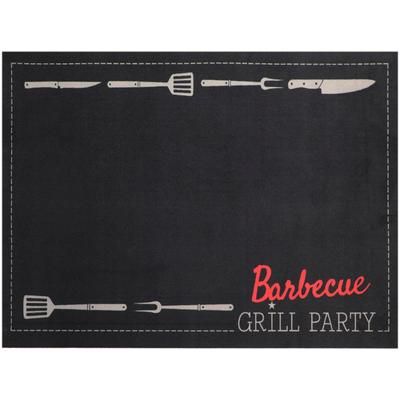 Fußmatte "BBQ Grillunterlage GRILL PARTY", schwarz, B:90cm H:5mm L:120cm, Polyamid, PRIMAFLOR-IDEEN IN TEXTIL, Teppiche, Grillmatte ideal als Bodenschutz, ruschhemmend, waschbar Image