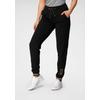 Jogginghose H.I.S, Damen, Gr. 52, N-Gr, schwarz, Obermaterial: 95% Baumwolle, 5% Elasthan, casual, bequem lang, Hosen, mit metallisch glänzenden Details; Große Größe