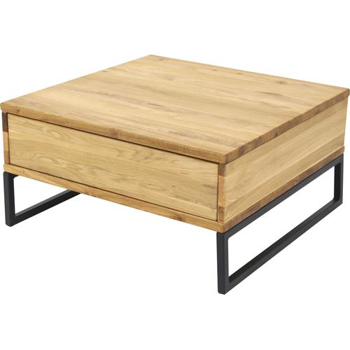 "Couchtisch PAROLI ""Hugo"" Tische Gr. B/H/T: 65 cm x 34 cm x 65 cm, braun (eiche, schwarz, eiche) Couchtisch Eckige Couchtische Holz-Couchtische"