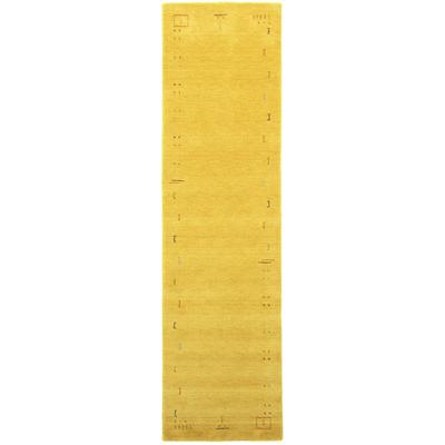 Läufer MORGENLAND "GABBEH FEIN FENTH", gold (goldfarben), B:80cm H:18mm L:300cm, Wolle, Teppiche, Schurwolle bunte Bordüre Image